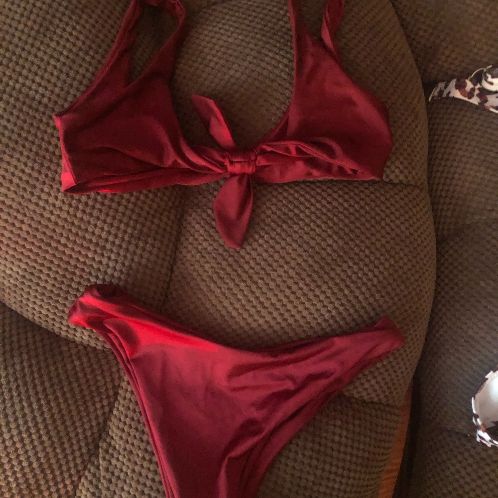 Red thong bikini